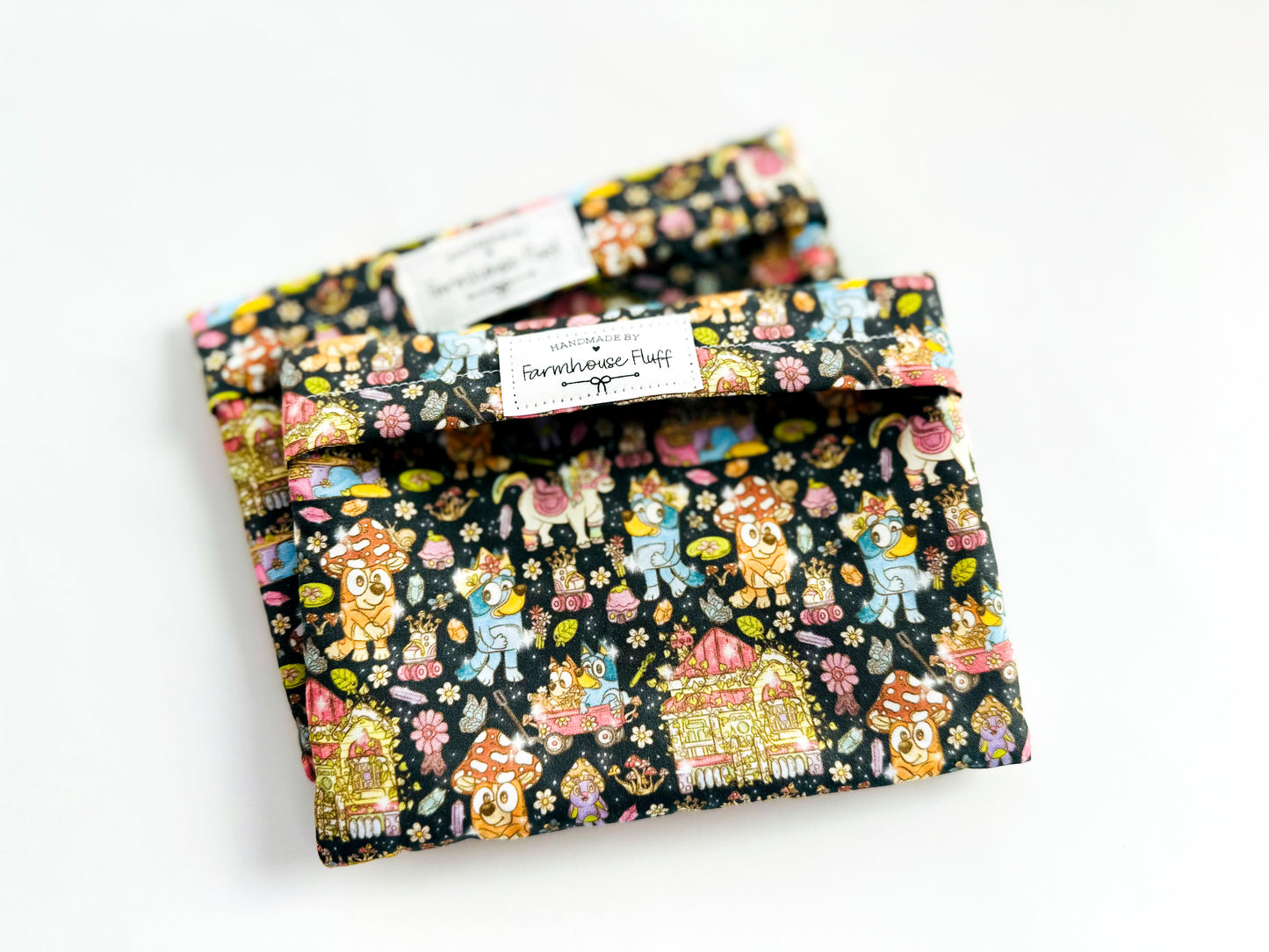 IN STOCK: {HANDMADE} - Cottage Pups Snack Bags {Fold over-Set of 2}